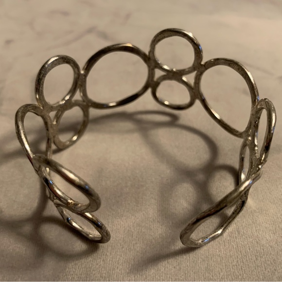 3 piece silver circles set, necklace (39”), bracelet & earrings - Picture 7 of 7